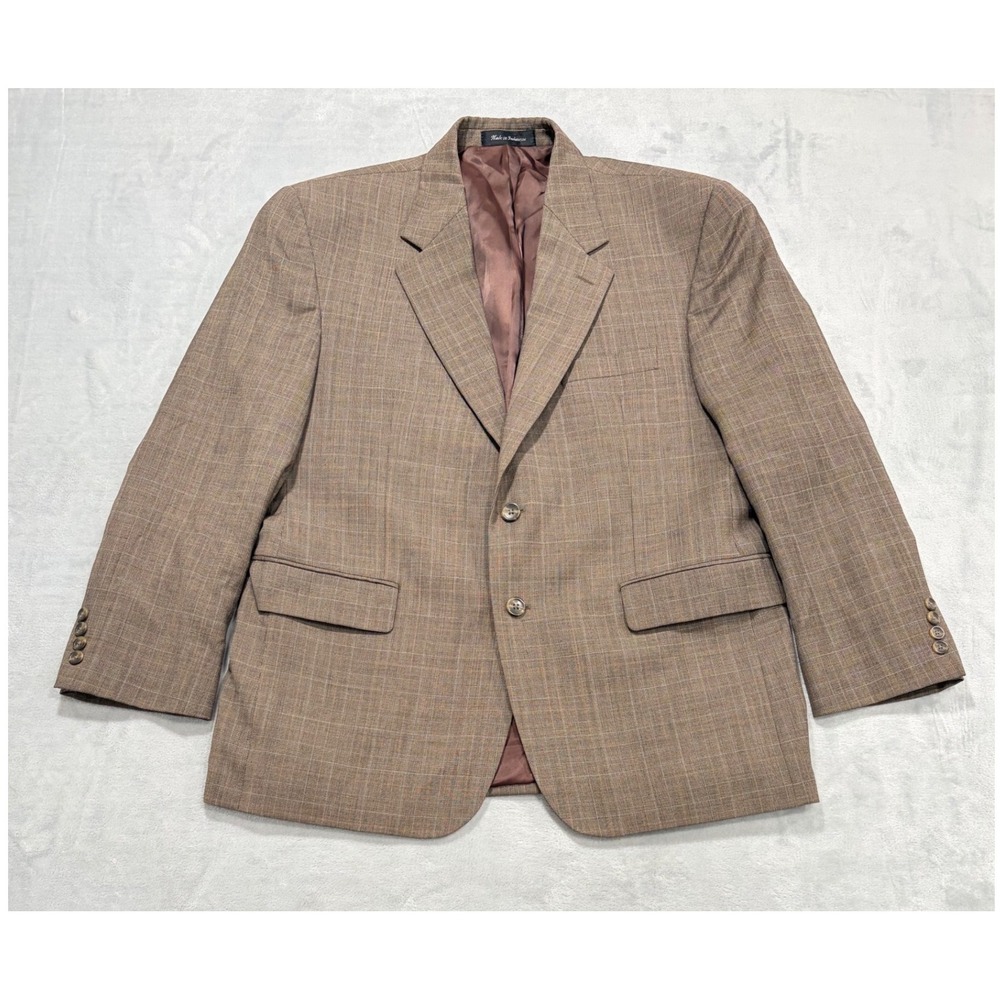 Lauren Ralph Lauren Mens Sport Coat 42S Brown Glen Plaid 100% Wool Blazer